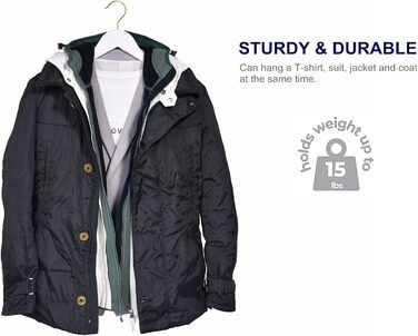 Дерев'яні вішалки для одягу Amber Home з масиву, 30 шт., гладке покриття, з неслизькою перекладиною для штанів, обертовий 360° гачок та виступи для сорочок та жакетів