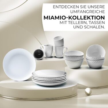MIAMIO Набір посуду з 24 предметів з кераміки (тарілки) для 6 осіб, Palmanova Kollection. Підходить для миття в посудомийній машині та використання в мікрохвильовці.