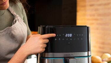 Фритюрниця без олії Cecotec Cecofry Full InoxBlack Pro 5500, 5.5 л, 1700 Вт, 8 режимів, PerfectCook, сталь