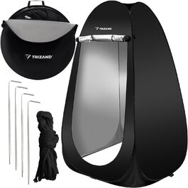 4-in-1 Pop-Up Camping Shower Tent | Portable Privacy Toilet Tent - Waterproof Black Shower & Changing Tent with Carry Bag & Accessories | 190x110x110 cm