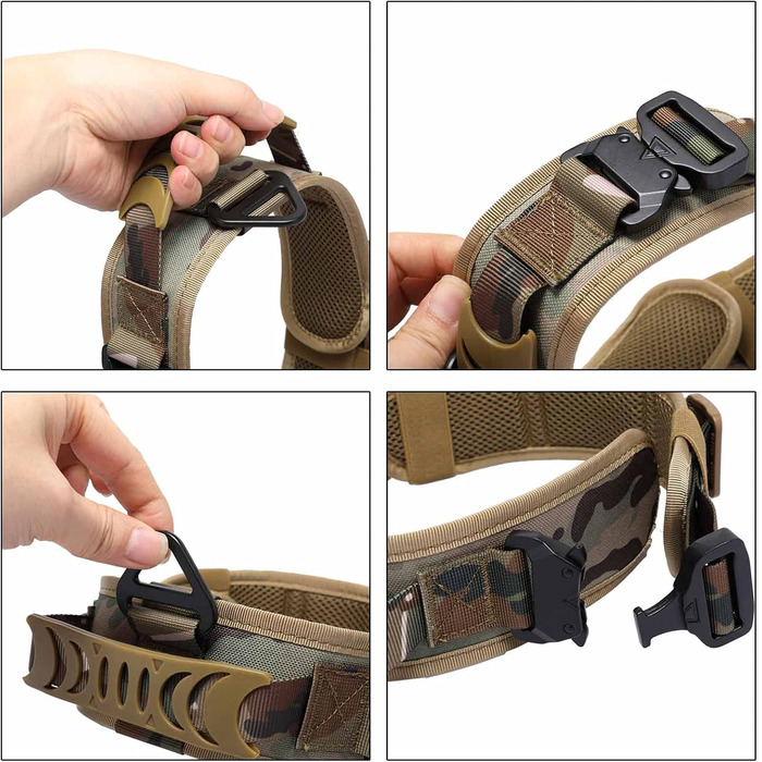 Тактичний нашийник для собак з контролем, 7 см, з двома пряжками, для великих собак (відбиваючий, чорний)