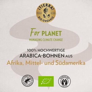 Кава в зернах Lavazza Tierra Bio Arabica, органічна, для еспресомашин, м'який фруктовий смак, інтенсивність 6/10, 1 кг