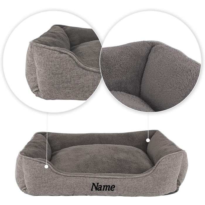 М'яке ліжко для собак та котів Lionto знімний чохол, 75x60 см, сірий колір, антиковзаюче дно