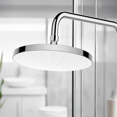 WENKO Showerhead Automatic Cleaning - Anti-Limescale Universal Showerhead with Automatic Cleaning System, Plastic (ABS), 22.5 x 22.5 cm, Silver Glossy, Chrome, 24000100