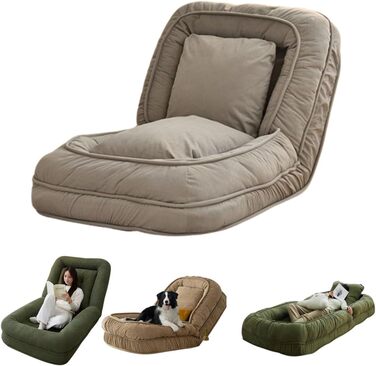 Складаний диван-крісло, диван-ліжко, татамі, крісло-мішок для дорослих та дітей, сірий, 90х140 см