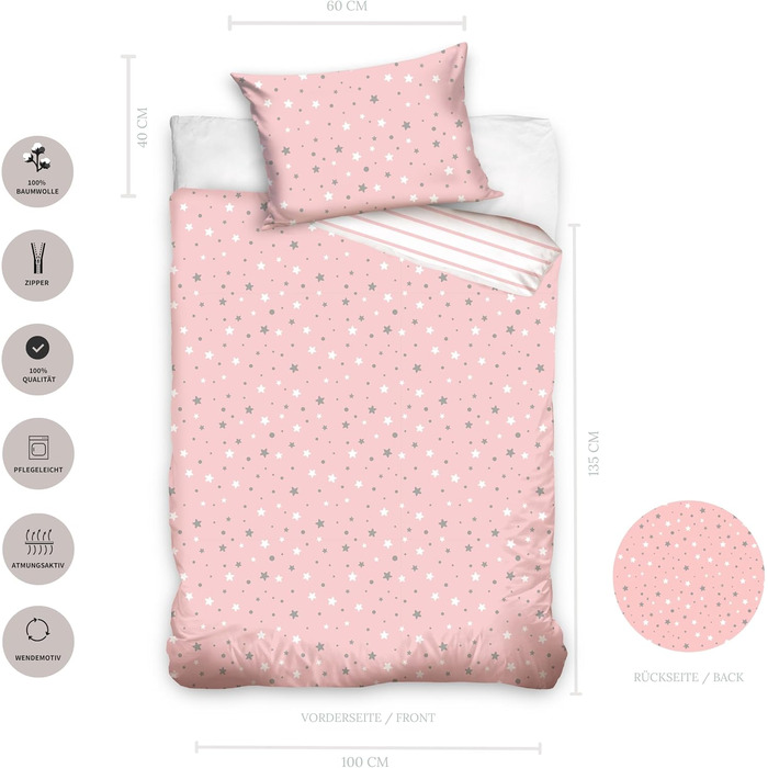 Комплект постільної білизни для дитячого ліжечка 100x135 см з 100% бавовни - Комплект для дітей та малюків 