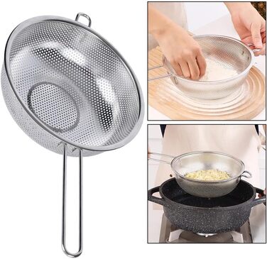 Дуршлаг нержавіючий для макаронів, овочів та фруктів з ручкою, кошик для зливу води, 31x16.5x5.7 см