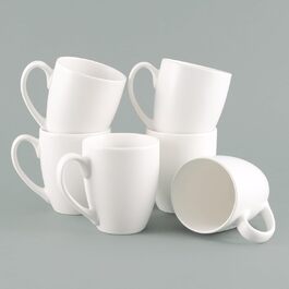 Hansekitchen Coffee Mug Set Large – Coffee Cups made of high-quality and sturdy ceramic, large handles, large mugs (White, Set of 6)
