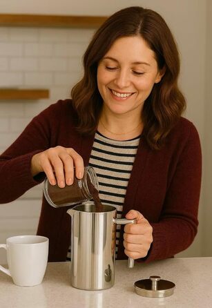 Френч-прес VIA CREMA скляний/нержавіюча сталь 800/1000 мл