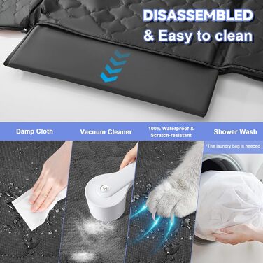 Захист для сидіння автомобіля для собак - килимок для заднього сидіння з жорстким дном, 181 кг, водовідштовхувальний, з сіткою, чорний, для позашляховиків та пікапів, розмір L (147x75 см)