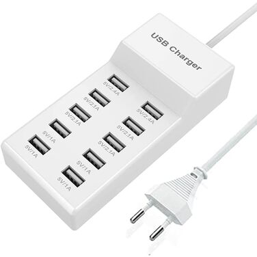 Зарядний пристрій USB-C 620W GaN, 10 портів: 7 USB-C + 3 USB-A, швидка зарядка для ноутбуків, iPhone, Samsung, MacBook Pro/Air, Dell (PD 10A)