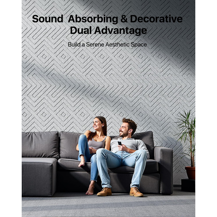 Акустичні панелі Soundsbay самоклеючі, звукопоглинаючі плити з поліестеру для стін 30x30x0,9 см, сріблясто-сірі (12 шт.)