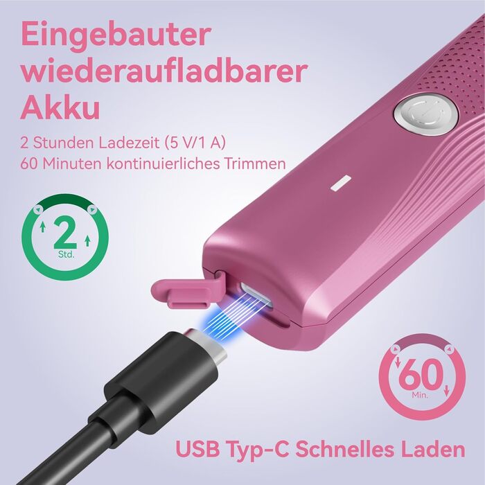 Електричний жіночий набір для гоління: багатофункціональний, для тіла, зони бікіні, USB-C, з чохлом (Рожевий)