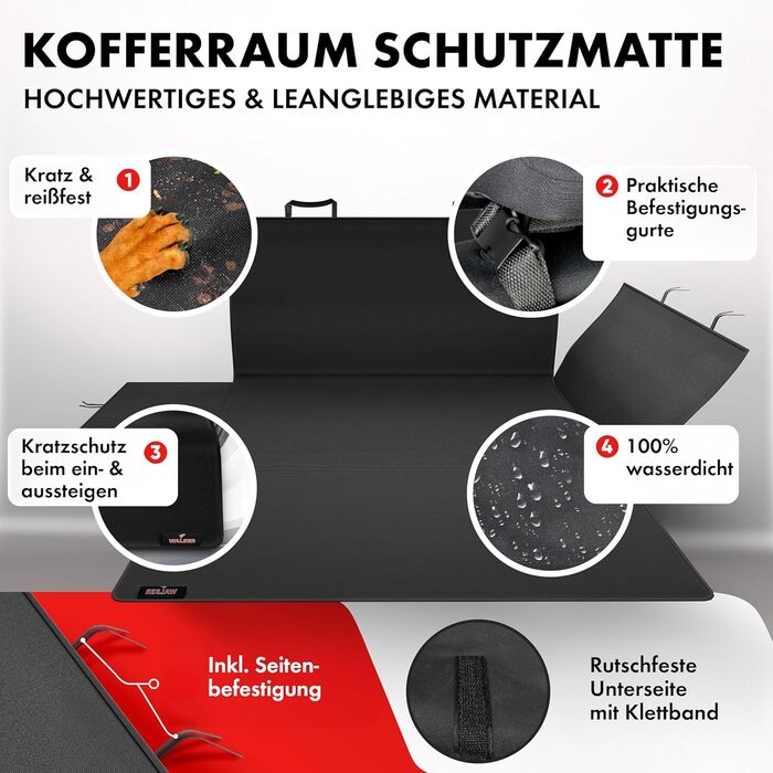 Захист для багажника WALSER Cäsar: килимок з боковим захистом, водонепроникний, для собак, чорний