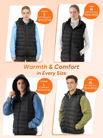 Обогрівальна жилетка Dr.Prepare для чоловіків та жінок, легка електрична жилетка з 3 рівнями нагріву, 10 зон нагріву, інтелектуальне керування кнопками, регульована жилетка для активного відпочинку, подорожей, спорту, чорна