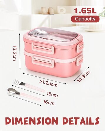 Ланчбокс Lille Home з 2 ярусами, 4 відділення, 1650 мл, з посудом, BPA-free, не протікає (Зелений) (Рожевий)