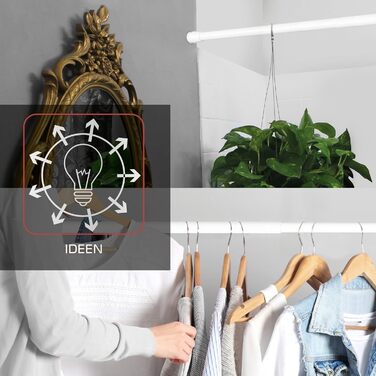 Телескопічна штанга для душу без свердління, 140-260 см, регульована – штанга для карнизів, що кріпиться без свердління, протиковзна, для душу, біла