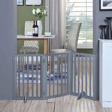 Захисний забір для собак, дерев'яний, без свердління, 4 панелі (L183×H60cm), білий