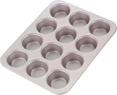 CHEFMADE Muffin Cake Pan, 12-Cavity Non-Stick Cupcake Pan Baking Mold for Oven Baking (Champagne Gold)