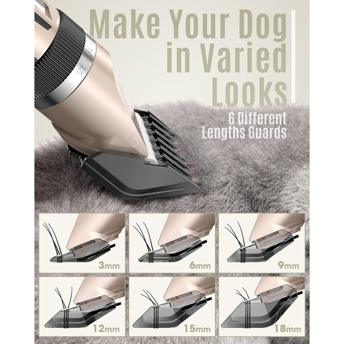 Oneisall Professional Pet Hair Clipper - Cordless Dog & Cat Grooming Kit - Electric Hair Trimmer with Gold Finish