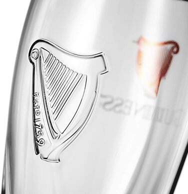 Набір з двох склянок для пива Guinness з логотипом та дизайном арфи, 568 мл (2 шт.)