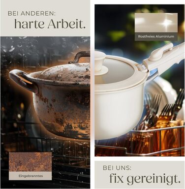 Набір посуду Tectake 16 предметів для індукції з керамічним антипригарним покриттям: каструлі, сковороди, кришки. Знімні ручки.