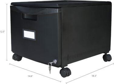 Металевий офісний шафа Storex з 1 шухлядою, замком і ключем, 37x32x46 см, чорний/темно-сірий