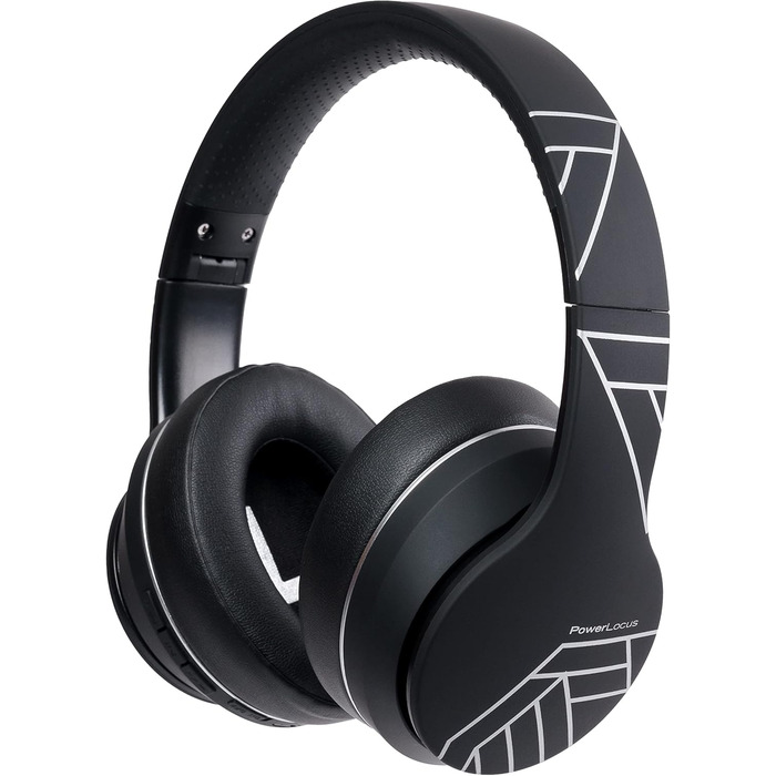 PowerLocus P6 Bluetooth навушники Over-Ear, бездротові з супер басами, 40 годин відтворення, мікрофон, голосовий асистент, активне шумопоглинання для iPhone, Samsung, iPad, PC, Laptop, TV, чорний/срібний