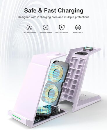 Бездротова зарядка 3-в-1 для Apple Watch, iPhone та AirPods Pro (білий/фіолетовий)
