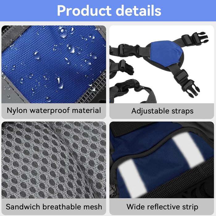 Рюкзак для собак Cyrank: набір посуду, жилет, сумка для спорядження, туристичний рюкзак для собак з світловідбиваючими смугами, жилет для собак, підходить для великих собак (S)