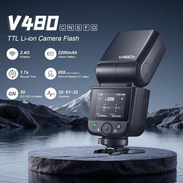 Спалах для камери Godox V480O: потужний TTL-спалах GN50 для Olympus та Panasonic