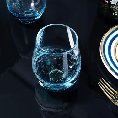 Елегантні кришталеві келихи Joeyan з ефектом синього льоду, набір 2 шт, 630 мл. Великі сині келихи з ефектом тріщин для червоного вина зі ніжкою, виготовлені вручну, кольорові, естетичні келихи для білого вина, подарунок для поціновувачів вина.