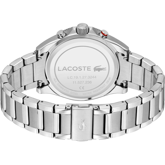 Годинник чоловічий Lacoste Mainsail Chronograph Quartz (білий, металевий браслет)
