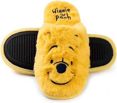 Жіночі домашні тапочки Disney Вінні-Пух | Теплі тапочки-пантолетки з ведмедиком Пух в жовтому кольорі | З вишитим обличчям персонажа для дорослих та підлітків 36/37 EU