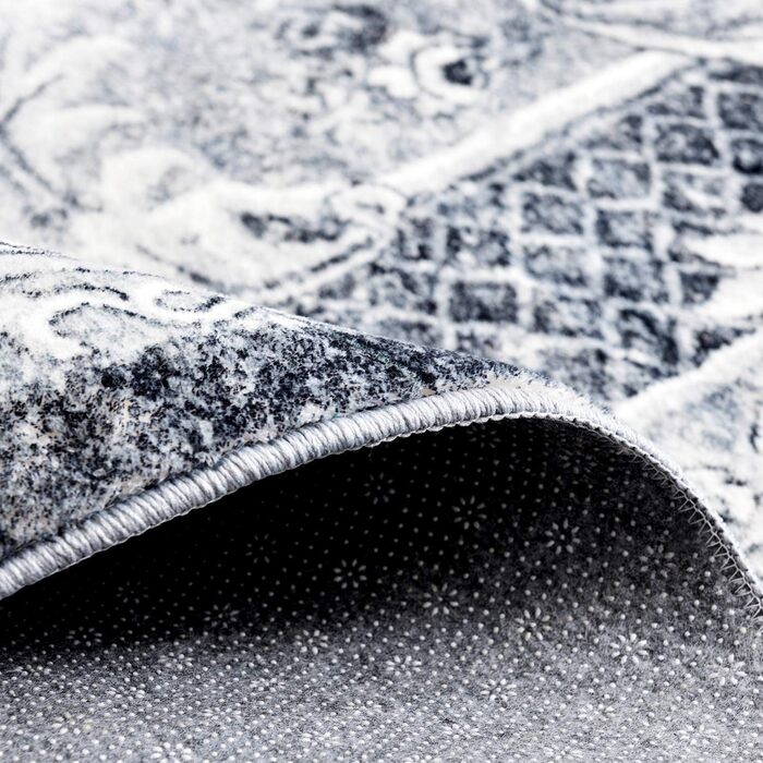 Килим для вітальні сучасний, короткий ворс, неслизький, пральний, м'який, для вітальні, спальні та їдальні, сірий та білий, 120 x 160 см сіро-білий, прямокутний