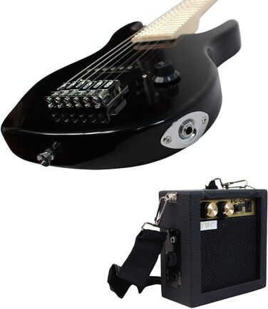 Дитячий електрогітарний набір YMC, 76.2 см, з підсилювачем 5 Вт, Gigbag, ремінь, кабель, струни, медіатори та ключ, Чорний