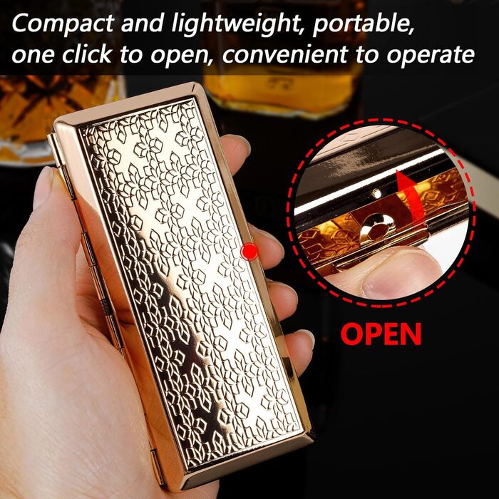 Вінтажний металевий тютюнониця для жінок та чоловіків, вміщує 18-20 сигарет (100 мм), золотий у горошок