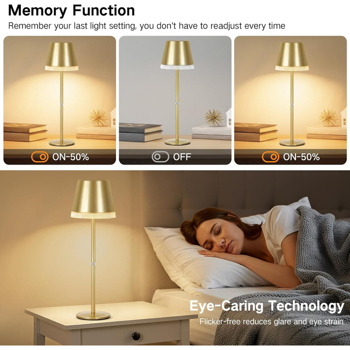 Світлодіодна настільна лампа OUTON бездротова з акумулятором, USB-C, 4000mAh, 3 режими світла, димер, сенсорне управління, зелена (набір 2 шт.)