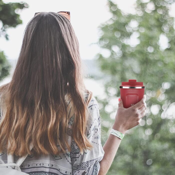 Термокружка з нержавіючої сталі SUNTQ - 510 мл, з подвійною стінкою, ізольована, з кришкою, багаторазова (Чорний)