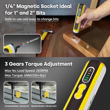 Mini акумуляторний шуруповерт Enventor 6 Nm, 4V, 2000 mAh, LED, USB, 25-Tlg. набір біт