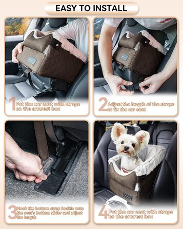 Автомобільний сидіння для собак PETSFIT - чорний/світло-коричневий, до 5 кг, з захисними гачками