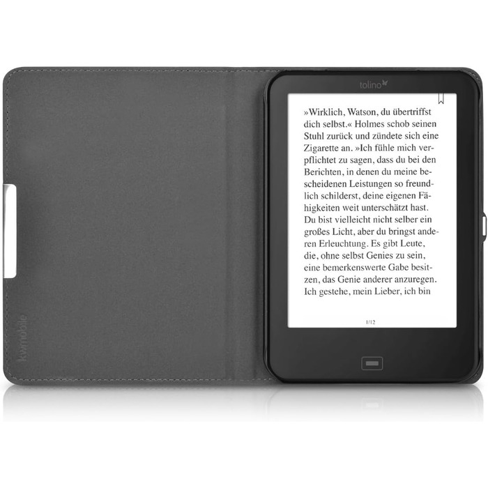 Чохол-книжка kwmobile для Tolino Shine 2 HD - Чохол для електронного читача з квітковим принтом (підрісники, метелики) білий/чорний/темно-синій