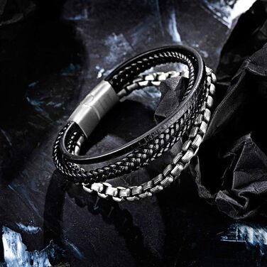 Чоловічий шкіряний браслет Murtoo з нержавіючої сталі: чорний та коричневий, магнітний замок 20 см