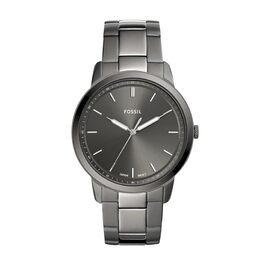 Годинник Fossil для чоловіків The Minimalist 3H, кварцовий механізм, 44 мм, срібляста сталева коробка та шкіряний ремінець, FS5439 (Дunkelgrau)