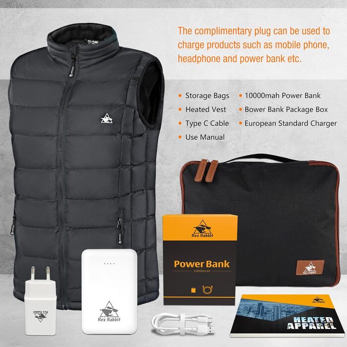 Електрична гріюча жилетка для чоловіків з 6 зонами обігріву, USB, для осені, зими, чорна XXL