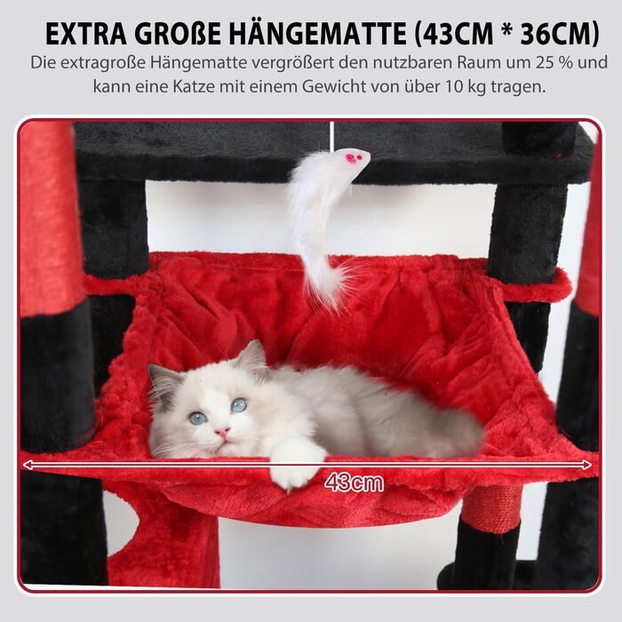 Дім-кігтеточка для котів Globlazer Kaktus (178 см, XXL, Готичний) з гамаком, платформами та когтеточкою з сизалю. Стабільна конструкція для 2-4 великих котів.