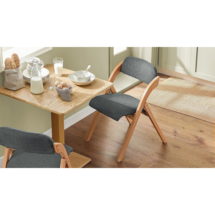 SoBuy FST92-GR Folding Chair Kitchen Chair with Padded Seat and Backrest Green WxHxD approx.: 47x77x60cm Green (4 chairs, Dark Grey)