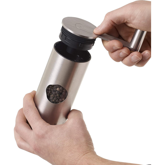 AdHoc MP54 Pepper | Salt Grinder PowerMill, CeraCutXL® Ceramic Grinder, Stainless Steel | Acacia Wood | Acrylic