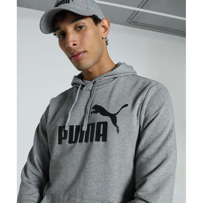 Чоловіча толстовка Puma ESS No. 1 Logo Hoodie з капюшоном, сіра (Medium Gray Heather), розмір XL