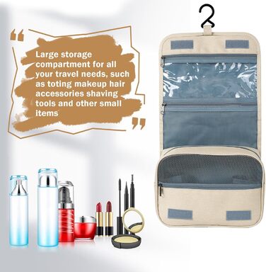 AiQInu Сумка для туалетних речей з гачком, дорожня косметичка-органайзер, унісекс, розкладний, для подорожей, блакитний (жовтий)